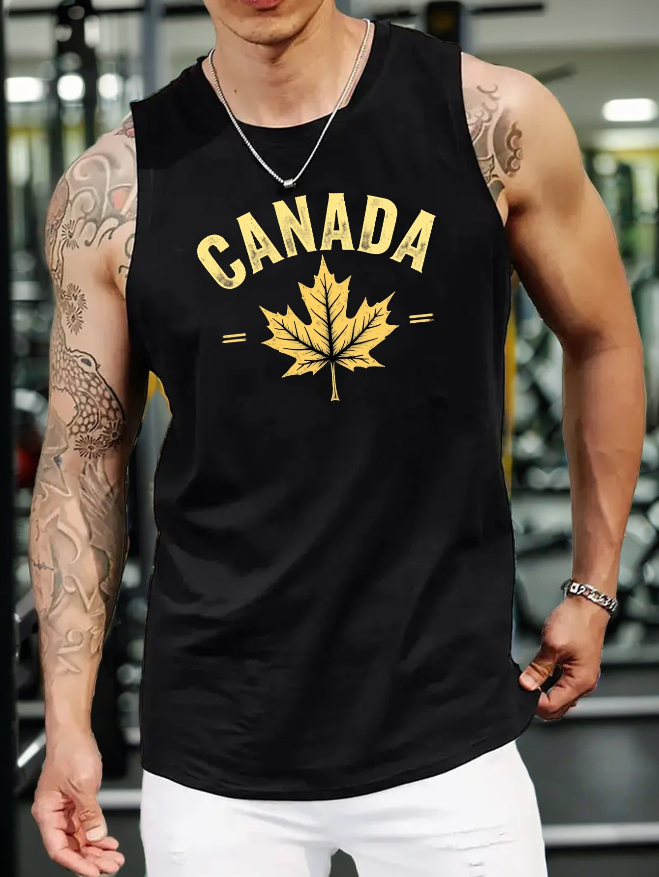 Outdoor Sports - Large Maple Leaf Retro Style Men's