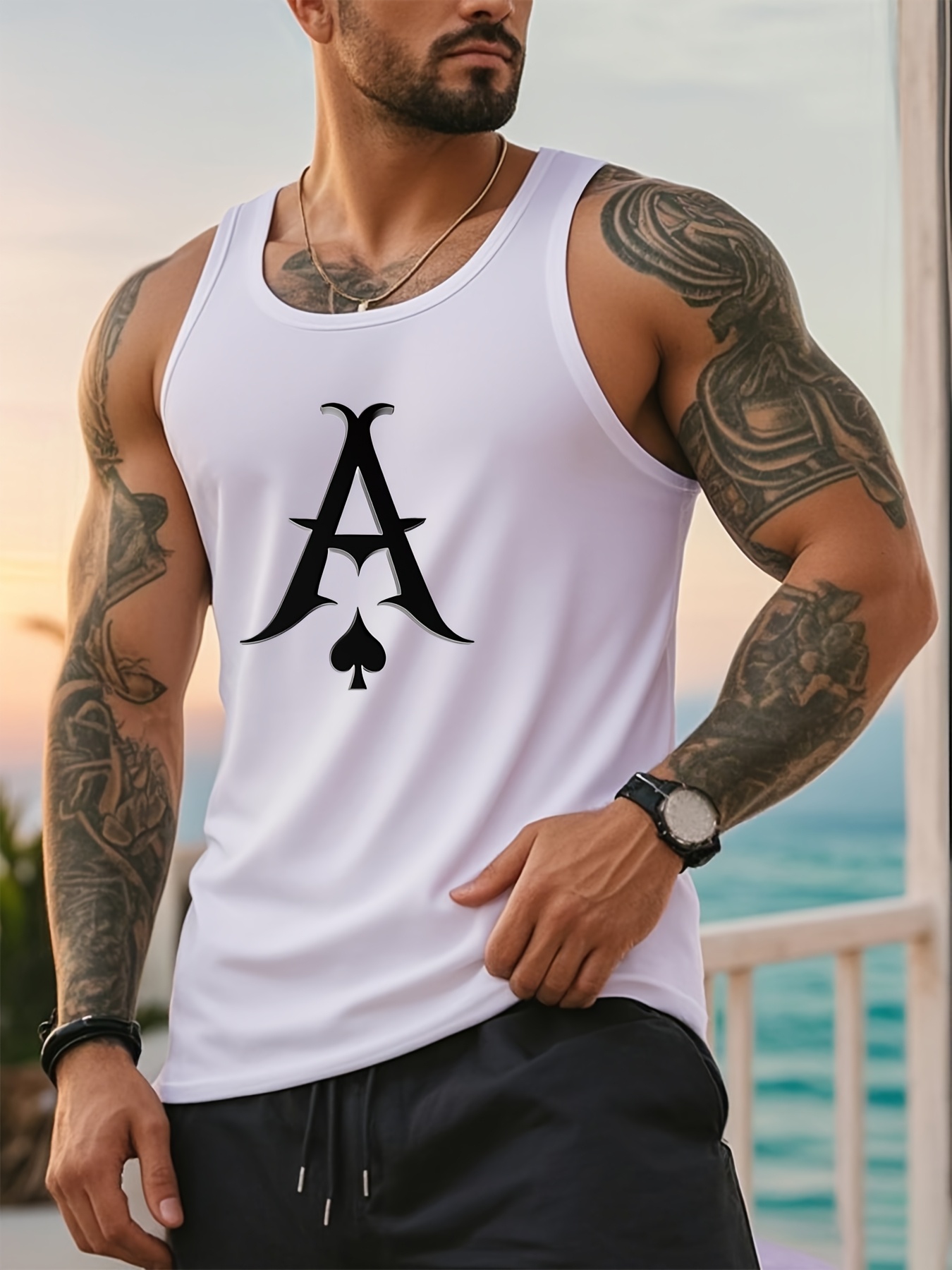 Outdoor Sports - Short-sleeved shirt with black heart pattern,